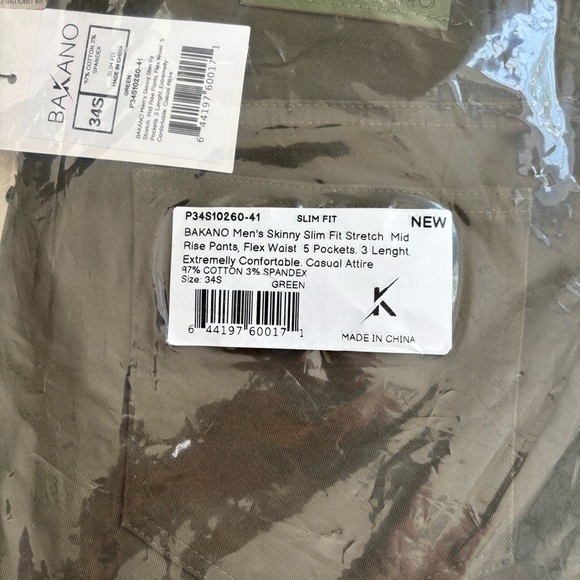 BAKANO NWT Men's Skinny Slim Fit Stretch Pants Size 34 - Picture 10 of 10